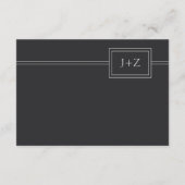 Flat Black Modern Minimal Monogram QR Code Details Informatiekaartje (Achterkant)