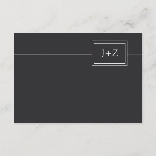 Flat Black Modern Minimal Monogram QR Code Details Informatiekaartje (Achterkant)