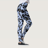 Flat Black op Periwinkle Blue Floral Toile Leggings (Rechts)