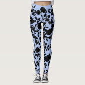 Flat Black op Periwinkle Blue Floral Toile Leggings (Voorkant)