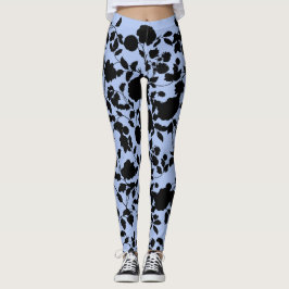 Flat Black op Periwinkle Blue Floral Toile Leggings