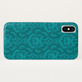 Flat Blauwgroen Damask Patroon Case-Mate iPhone Case (Achterkant (horizontaal))