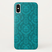 Flat Blauwgroen Damask Patroon Case-Mate iPhone Case (Achterkant)