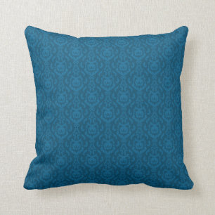 Flat Blue Damask Patroon Kussen