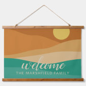 Flat Boho Mountain Sunset Desert Welkom Hangend Wandkleed (Voorkant)