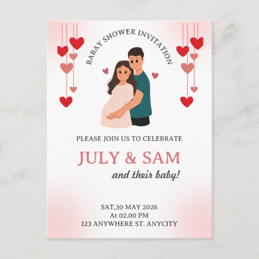 Flat Card- baby shower card invitation Briefkaart (Voorkant)