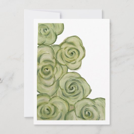 Flat Card of Green and White tinted roses Feestdagenkaart (Voorkant)