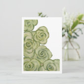 Flat Card of Green and White tinted roses Feestdagenkaart (Staand voorkant)