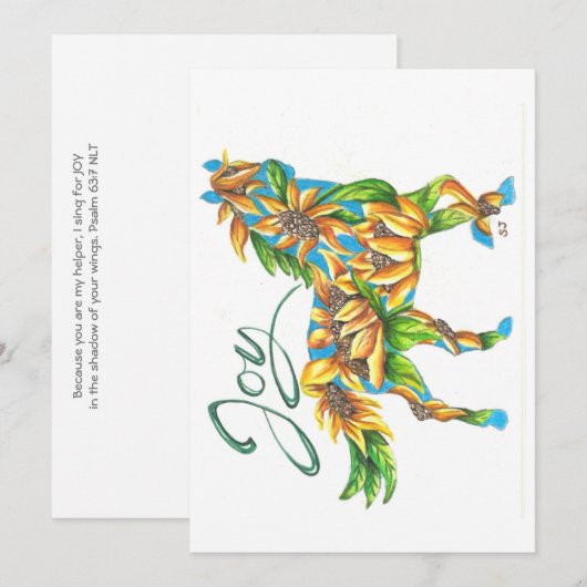 Flat Card Sunshine Joy Horse Bedankkaart (Voorkant / Achterkant)