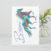 Flat Card Turquoise Blessed Horse van Sherry Jarvi Bedankkaart (Staand voorkant)