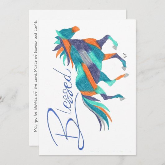 Flat Card Turquoise Blessed Horse van Sherry Jarvi Bedankkaart (Voorkant / Achterkant)