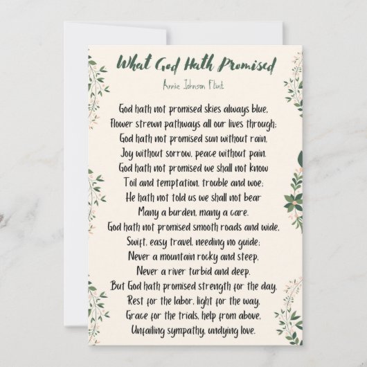 Flat Card Wat God Hath beloofde Notitiekaartje (Voorkant)