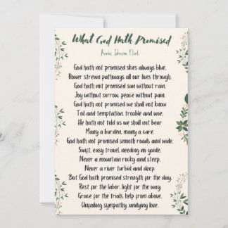 Flat Card Wat God Hath beloofde Notitiekaartje