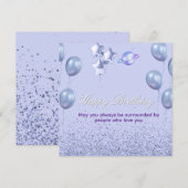Flat CardColorful Birthday Invitation with Balloon (Voorkant / Achterkant)
