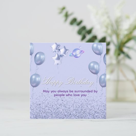 Flat CardColorful Birthday Invitation with Balloon (Staand voorkant)