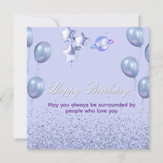 Flat CardColorful Birthday Invitation with Balloon (Voorkant)