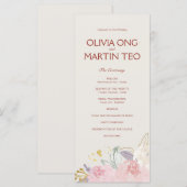 Flat CardElegant Floral Wedding Program Invitation (Voorkant / Achterkant)