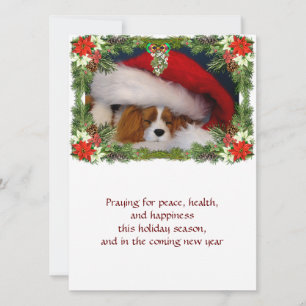 Flat Cavalier King Charles Puppy Christmas-Kaart Feestdagenkaart