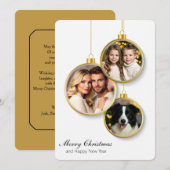 Flat Christmas Card with Family Photo Ornaments Bedankkaart (Voorkant / Achterkant)