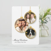 Flat Christmas Card with Family Photo Ornaments Bedankkaart (Staand voorkant)