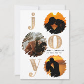 Flat Christmas Gold Elegant Modern Gold 3 foto Feestdagenkaart (Voorkant)