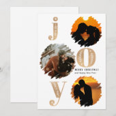 Flat Christmas Gold Elegant Modern Gold 3 foto Feestdagenkaart (Voorkant / Achterkant)