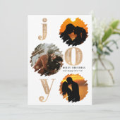 Flat Christmas Gold Elegant Modern Gold 3 foto Feestdagenkaart (Staand voorkant)