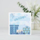 Flat Christmas Kaart besneeuwde geschenken (Staand voorkant)