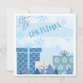 Flat Christmas Kaart besneeuwde geschenken (Voorkant)