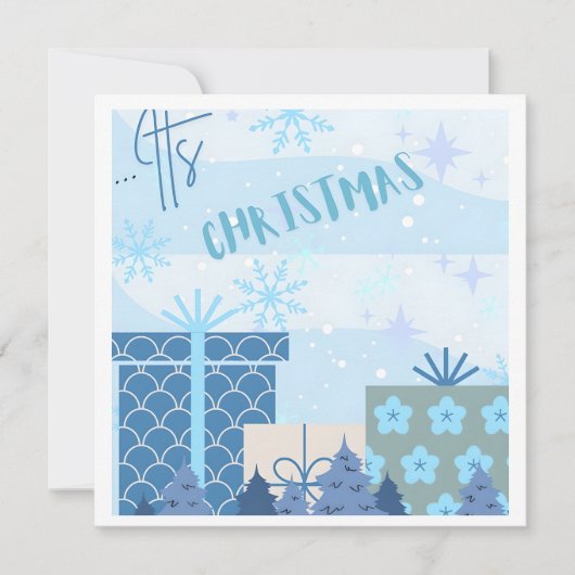 Flat Christmas Kaart besneeuwde geschenken (Voorkant)