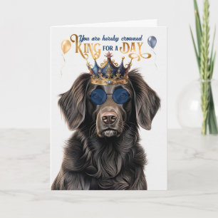Flat Coat Retriever King voor Dag Grappige Verjaar Kaart