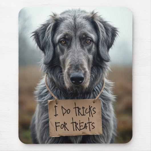 Flat Coat Retriever met Kartonnen Teken Muismat (Voorkant)