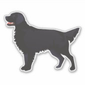 Flat Coate Retriever in Black Hondenras Silhouette Sticker (Voorkant)
