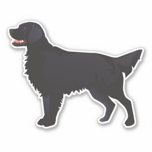 Flat Coate Retriever in Black Hondenras Silhouette Sticker (Voorkant)