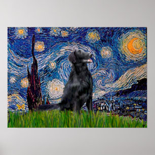 Flat Coated Retriever 1 - Sterrennacht Poster