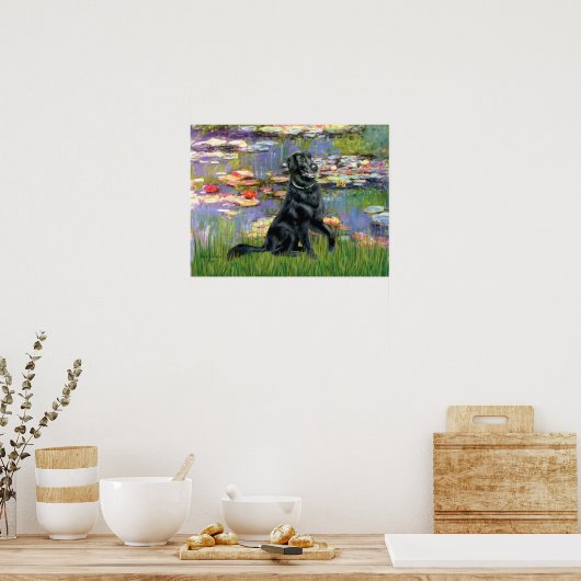 Flat Coated Retriever 2 - Lilies 2 Poster (Keuken)