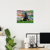 Flat Coated Retriever 2 - Waterlelies 2 Poster (Thuiskantoor)