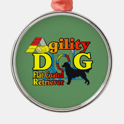 Flat Coated Retriever Agility Metalen Ornament (Voorkant)