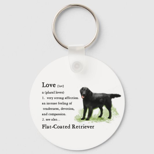 Flat-Coated Retriever Art Print Sleutelhanger (Voorkant)