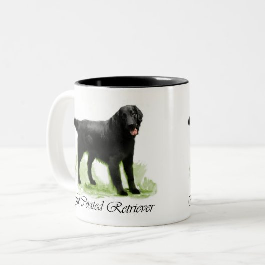 Flat-Coated Retriever Art Print Tweekleurige Koffiemok (Voorkant links)