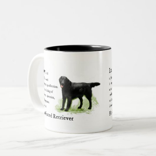 Flat-Coated Retriever Art Print Tweekleurige Koffiemok (Voorkant links)
