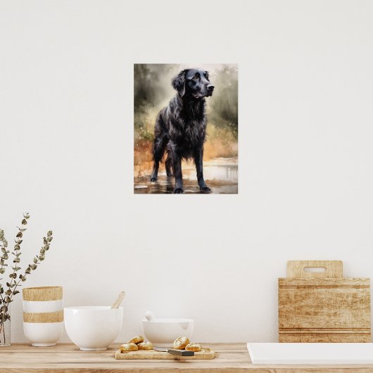 Flat Coated Retriever Dog Art Print Poster (Keuken)