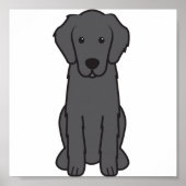Flat Coated Retriever Dog Cartoon Poster (Voorkant)