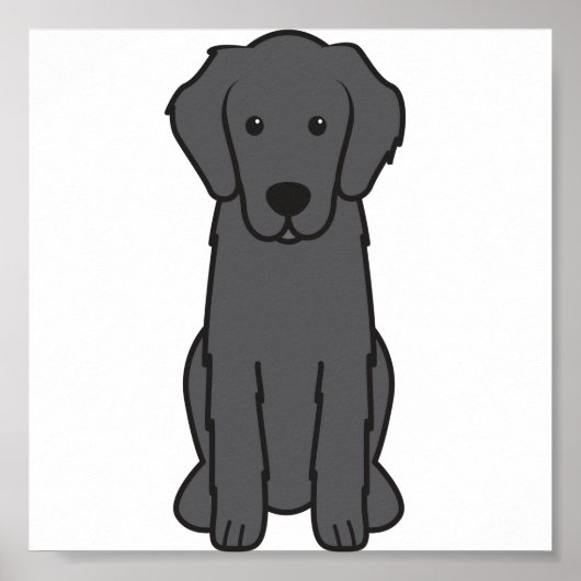 Flat Coated Retriever Dog Cartoon Poster (Voorkant)