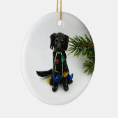 Flat Coated Retriever Dog kerstversiering Keramisch Ornament (Rechts)