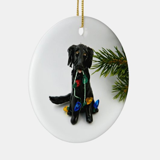 Flat Coated Retriever Dog kerstversiering Keramisch Ornament (Rechts)