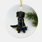 Flat Coated Retriever Dog kerstversiering Keramisch Ornament (Voorkant)