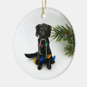 Flat Coated Retriever Dog kerstversiering Keramisch Ornament (Links)