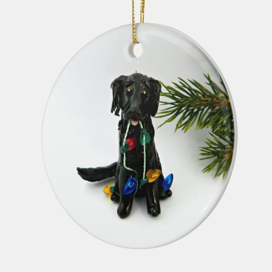 Flat Coated Retriever Dog kerstversiering Keramisch Ornament (Links)