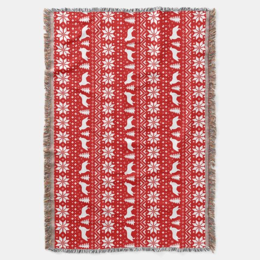 Flat Coated Retriever Dog Silhouettes Kerstmis Deken (Voorkant Verticaal)